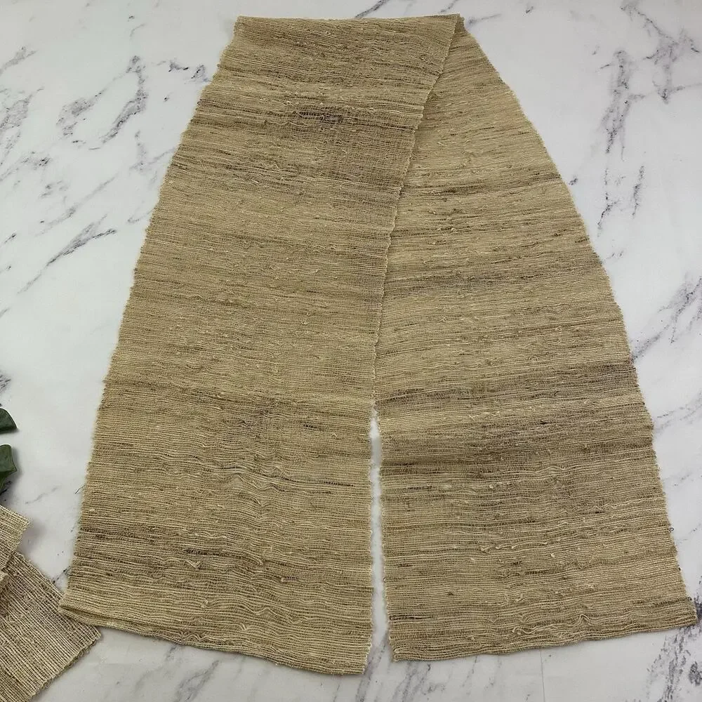 World Market Cost Plus Ramie Raffia Jute Woven Table Runner Set 2 Tropical Boho